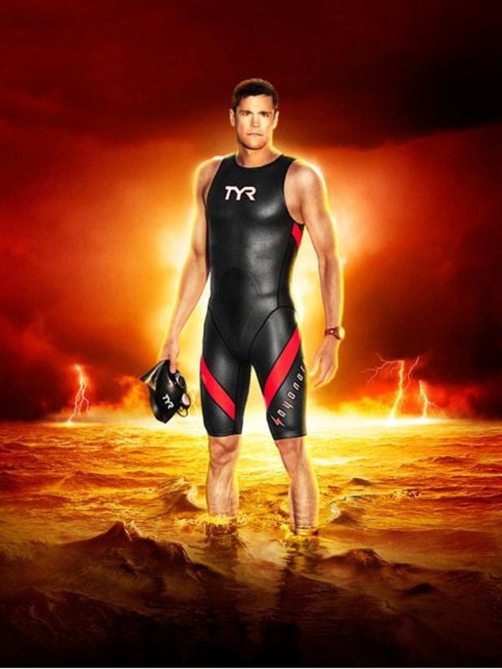 TYR Sayonara Men's Black and Red Competitive Skin Swim